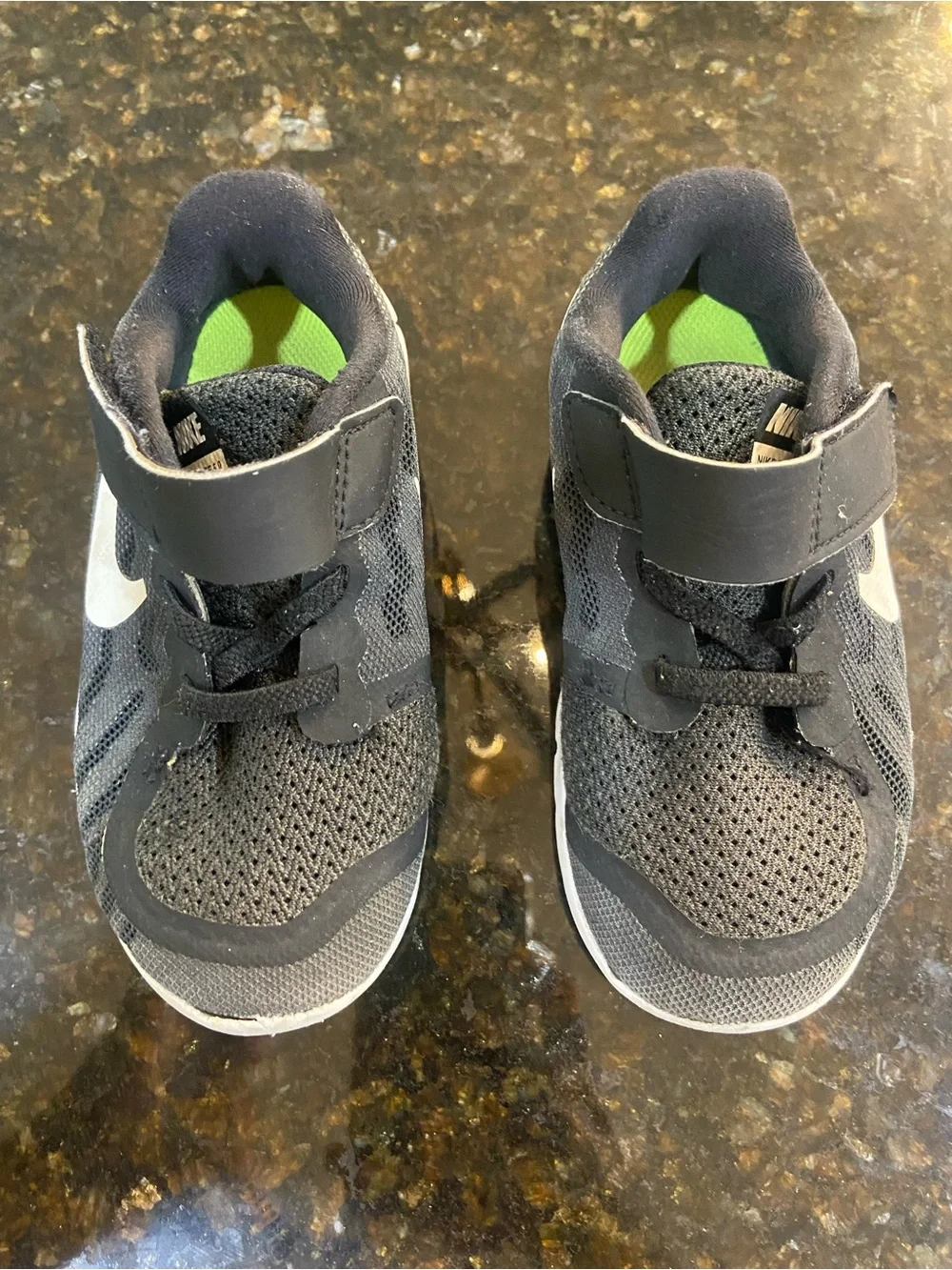 Nike Kids Black and White Velcro Mesh Sneakers